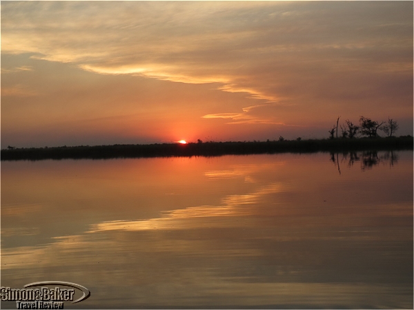 Sunset over the delta near Camp Moremi