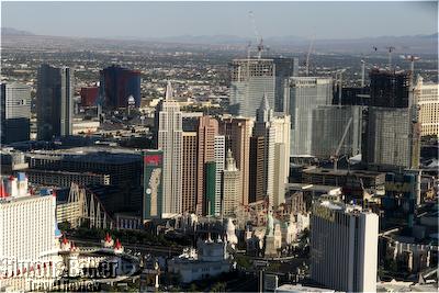 The Las Vegas skyline seen from the helicopter