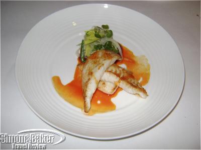 The john dory fish in a blood orange puree at Gordon Ramsay at  Powerscourt