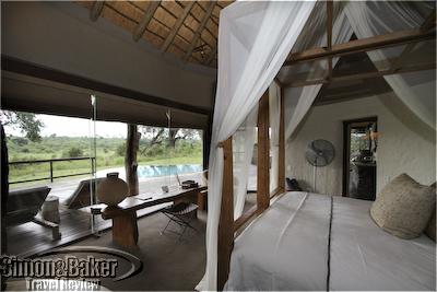 The bedroom and private pool at Singita Boulders