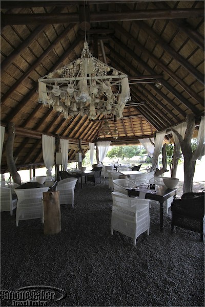 The dining area featured whimsical touches like bone light fixtures