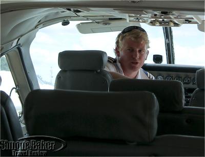 Our pilot does the safety briefing prior to takeoff