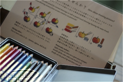 An instruction card suggested drawing and painting techniques