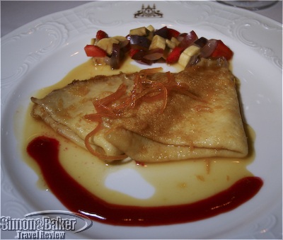 Crepes for dessert at Raffles Hotel Le Royal