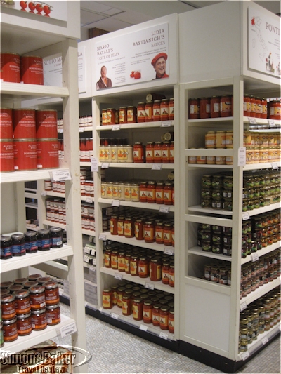 The store offers many imported goods such as these pasta sauces