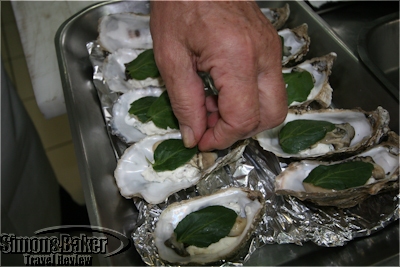 Marc Meneau demonstrates the preparation of his popular Huites en gelée d'eau de mer oyster dish