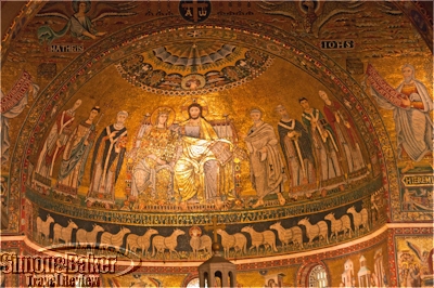 High altar Byzantine mosaic detail at Santa Maria Maggiore