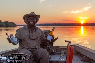 Captain Victor serving up sundowners