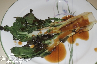 Grilled bok choy and soy glaze