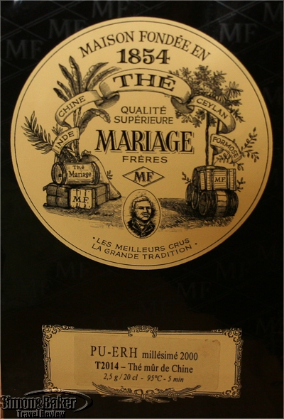 Closeup of the label showing brewing instructions