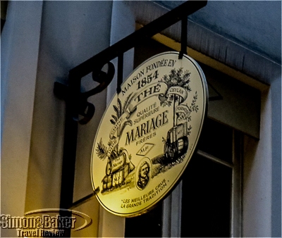 The distinctive logo for Marriage Freres marks the location of fine teas